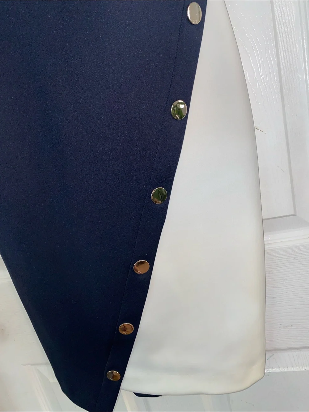 Tommy Hilfiger Navy and White Asymmetric